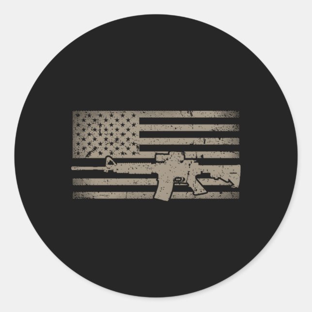 Adesivo Redondo Bandeira Americana Incomodada Ar15 Para Arma Ar15 (Frente)