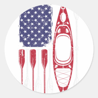 Adesivo Redondo Bandeira Americana Kayak Paddle Kayaking 4º De Jul
