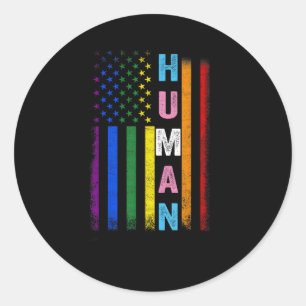 Adesivo Redondo Bandeira americana LGBT humana Mês do Orgulho Gay
