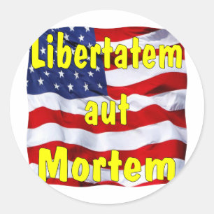 Adesivo Redondo Bandeira Americana Libertatem aut Mortem (Latino p