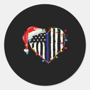 Adesivo Redondo Bandeira Americana Linha Azul Chapéu de Papai Noel