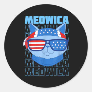 Adesivo Redondo bandeira americana meme de gato engraçado patrióti