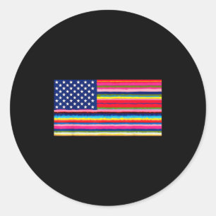 Adesivo Redondo bandeira americana mexicana serape cinco de mayo p