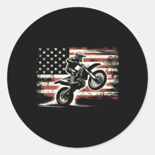 Adesivo Redondo Bandeira Americana Moto Motocross Ciclista Vintage