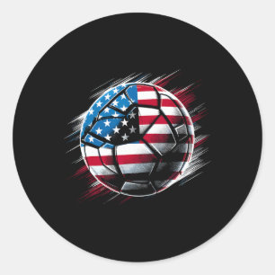 Adesivo Redondo Bandeira Americana Na Bola Do Futebol