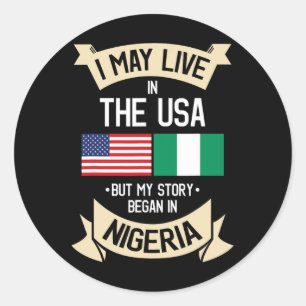 Adesivo Redondo Bandeira Americana Nigeria EUA Presentes Raízes Ni