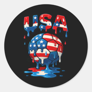 Adesivo Redondo Bandeira Americana No Futebol Ll Estilo Gotejament