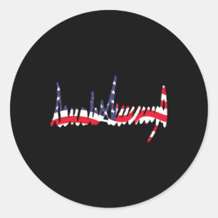 Adesivo Redondo Bandeira Americana Ondulante 47º Assinatura do Pre