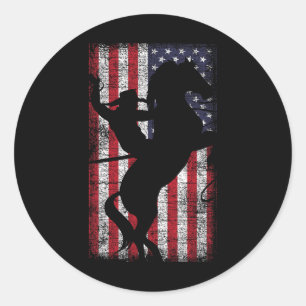 Adesivo Redondo Bandeira Americana Orgulho Americano Texas Equestr