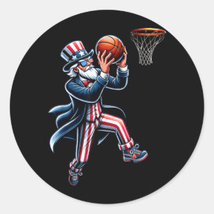 Adesivo Redondo Bandeira Americana Patriótica Basquete 4 De Julho