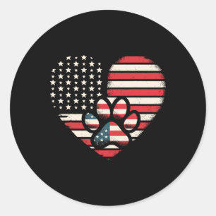 Adesivo Redondo Bandeira Americana Patriótica Cão E Gato Imprimem 