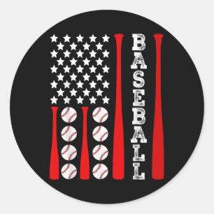 Adesivo Redondo Bandeira Americana Patriótica de Baseball - Base d