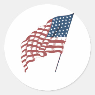 Adesivo Redondo Bandeira americana patriótica do vintage que acen