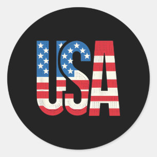 Adesivo Redondo Bandeira Americana Patriótica Eua 4 De Julho