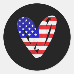 Adesivo Redondo Bandeira Americana Patriótica Força Armada Mem