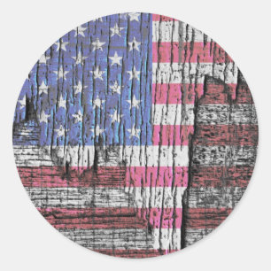 Adesivo Redondo Bandeira americana patriótica pintada casca do
