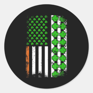 Adesivo Redondo Bandeira americana patriótica trevo dia de São Pat