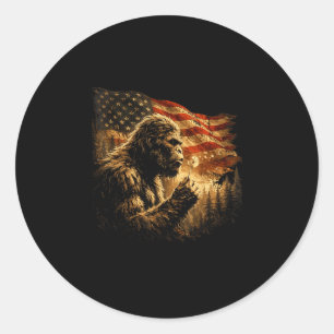 Adesivo Redondo bandeira americana pé grande soprando dente-de-leã
