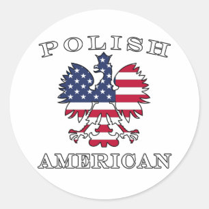 Adesivo Redondo Bandeira americana polonesa Eagle