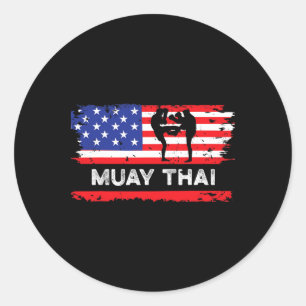 Adesivo Redondo Bandeira Americana Presente de Muay Thai Tailândia