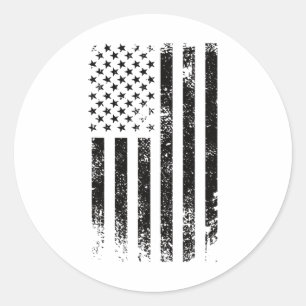 Adesivo Redondo Bandeira Americana Preta Patriótica dos EUA Desgas