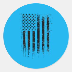 Adesivo Redondo Bandeira Americana Preta Usa Distruída No Bolso De