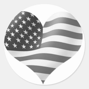 Adesivo Redondo bandeira americana preto e branco