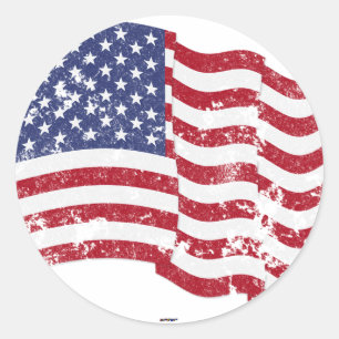 Adesivo Redondo Bandeira americana que acena - afligida