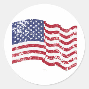 Adesivo Redondo Bandeira americana que acena - afligida