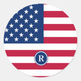 Adesivo Redondo Bandeira americana Red White e Blue Patriotic