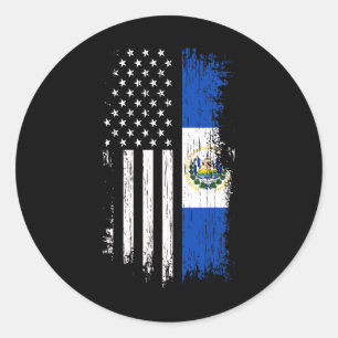 Adesivo Redondo Bandeira Americana Salvadorenha - Camisa El Salvad