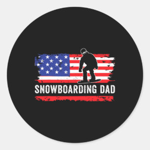 Adesivo Redondo Bandeira Americana Snowboard Pai Snowboarder Sport