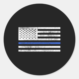 Adesivo Redondo Bandeira Americana Thin Blue Line Defenda Polícia