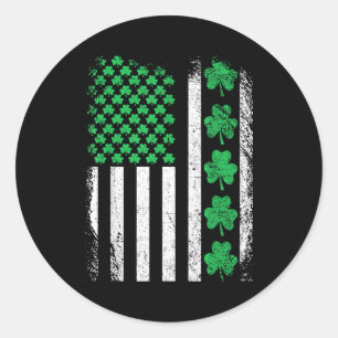 Adesivo Redondo bandeira americana trevos irlandeses homens dia de