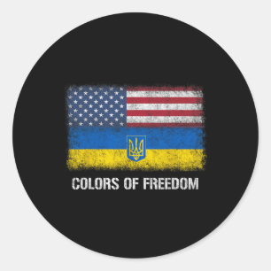 Adesivo Redondo Bandeira Americana Ucrânia Ucraniana Cores Dos EUA