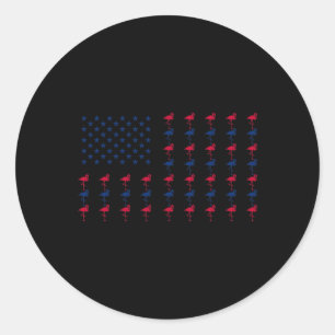 Adesivo Redondo Bandeira Americana Usa Amante Flamingo 4 De Julho