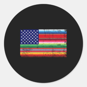 Adesivo Redondo Bandeira Americana Usa Serape Cinco De Mayo Par