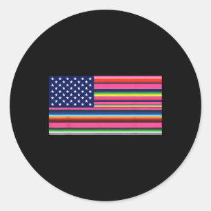 Adesivo Redondo Bandeira Americana Usa Serape Cinco De Mayo Par