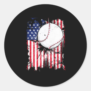 Adesivo Redondo Bandeira americana vintage beisebol esportes 4 de 