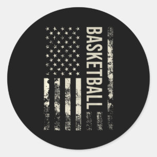 Adesivo Redondo Bandeira americana vintage dos EUA basquete premiu