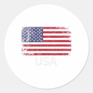 Adesivo Redondo Bandeira Americana Vintage Feita Nos EUA Estados U