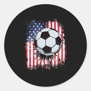 Adesivo Redondo Bandeira Americana Vintage Futebol 4 De Julho Patr