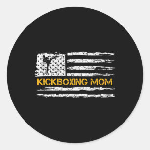 Adesivo Redondo Bandeira Americana Vintage Lutadora de MMA Kickbox