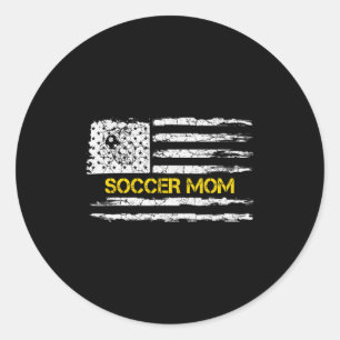 Adesivo Redondo Bandeira Americana Vintage Mãe de Futebol Orgulhos