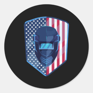 Adesivo Redondo Bandeira Americana Welder Patriótica