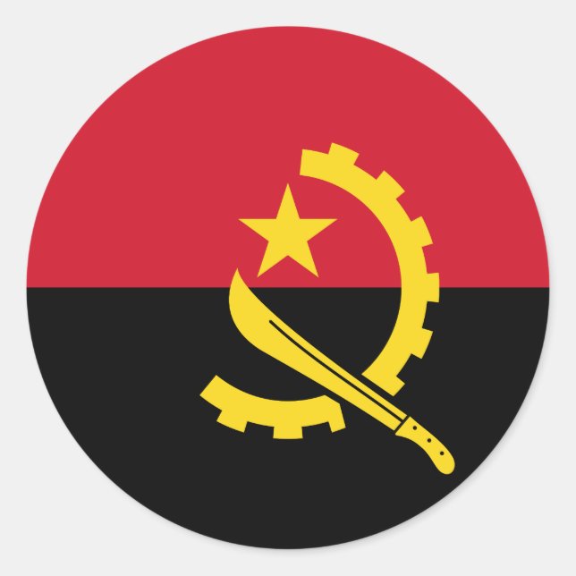 Adesivo Redondo Bandeira Angola (Frente)