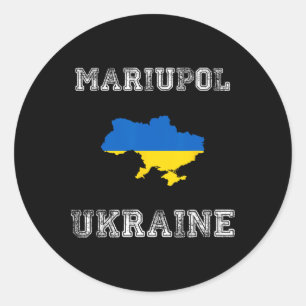 Adesivo Redondo Bandeira Angustiada da Ucrânia Orgulho de Mariupol