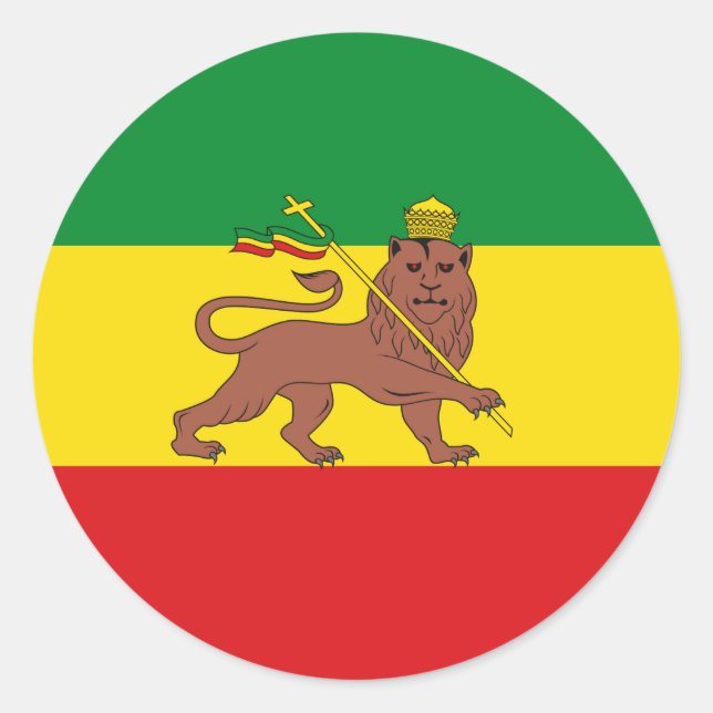 Adesivo Redondo Bandeira antiga da Etiópia (Frente)