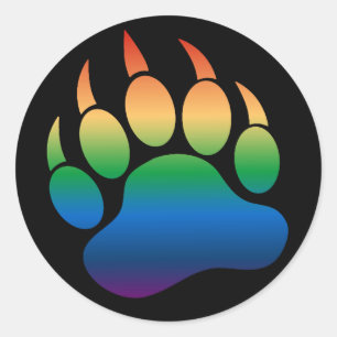 Adesivo Redondo Bandeira Arco-íris Gradiente Pata / Garra de Urso 