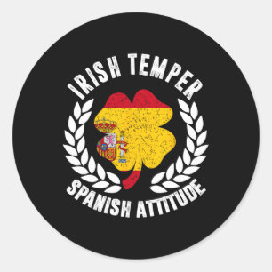 Adesivo Redondo Bandeira Atitude Espanhola Temperamento Irlandês S